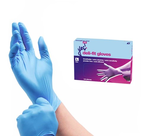 Deli Fit Gloves - Blue PF - Size Large - Pack of 100